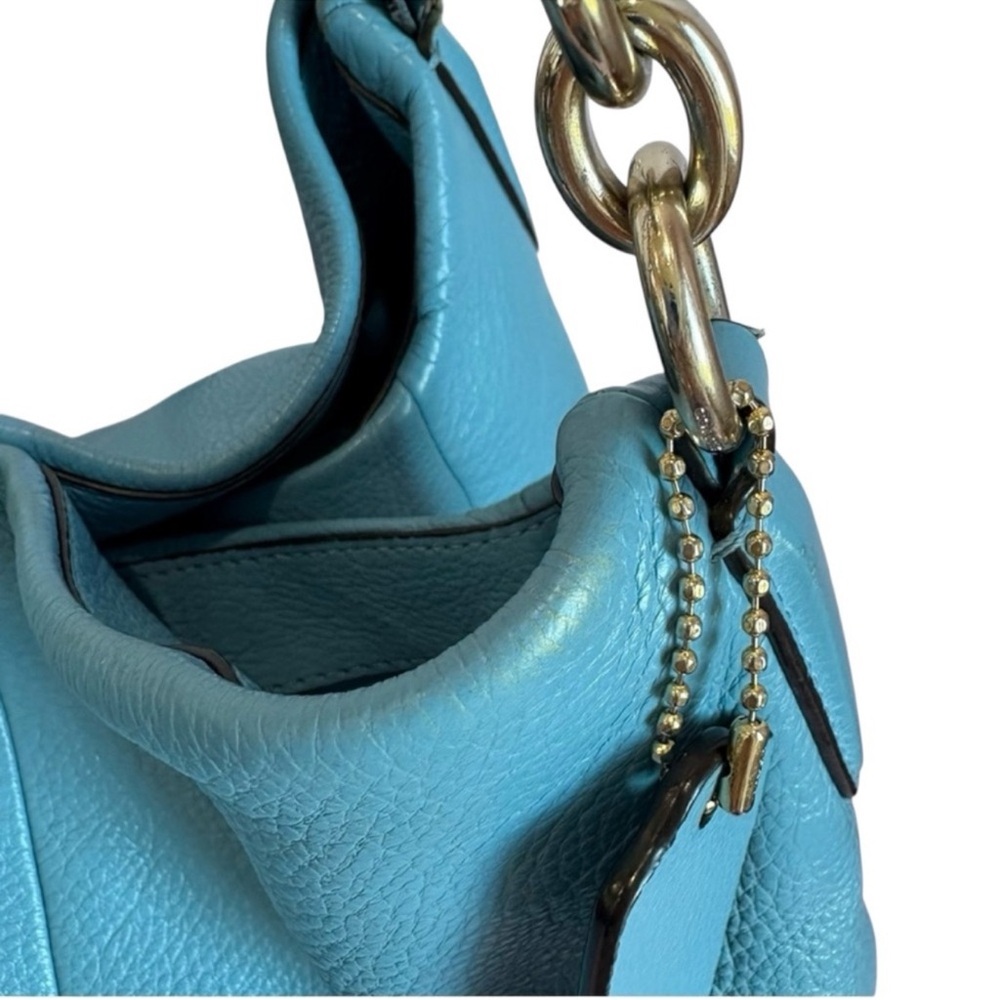 COACH shoulder bag in super soft teal pebble leather w/silver hardware - Picture 7 of 16
